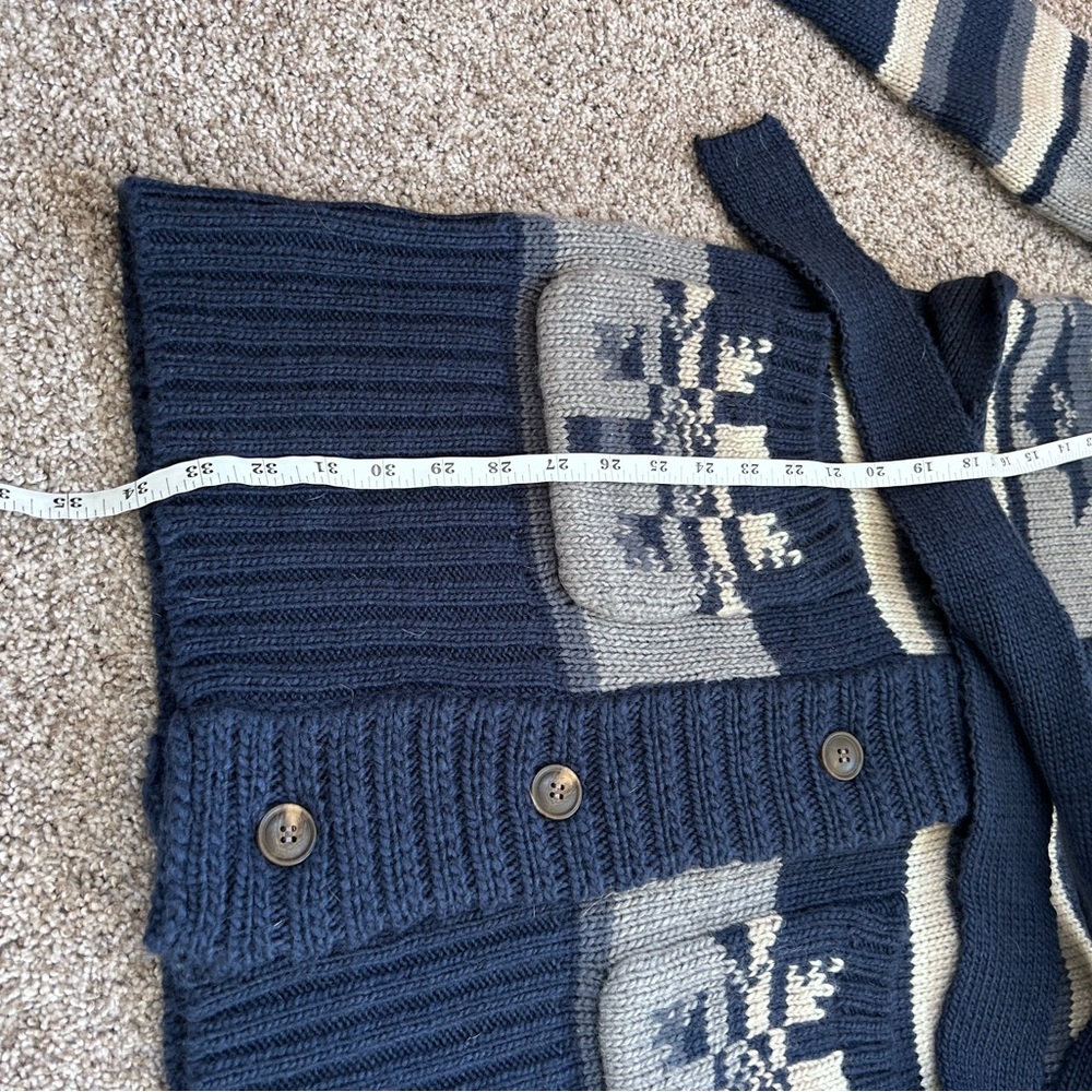 Stetson Indigo Aztec Belted Cardigan. Wool blend. Shawl collar. Tribal. Western - Picture 12 of 15